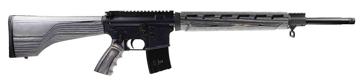 This 6.5 Grendel features a 20-inch barrel and a pepper laminate stock.